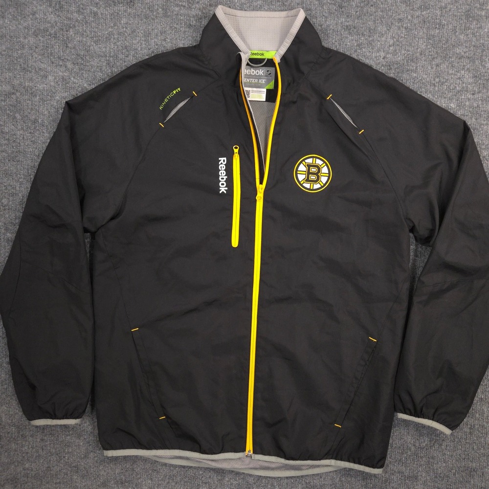 Reebok Boston Bruins Jacket Mens S Black Center Ice Collection Kinetic Fit Vent